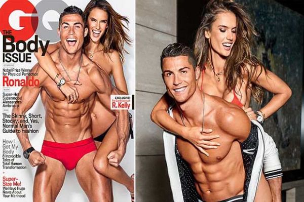 Alessandra Ambrosio dan CR7 di cover GQ Februari 2016 (dailymail.co.uk)