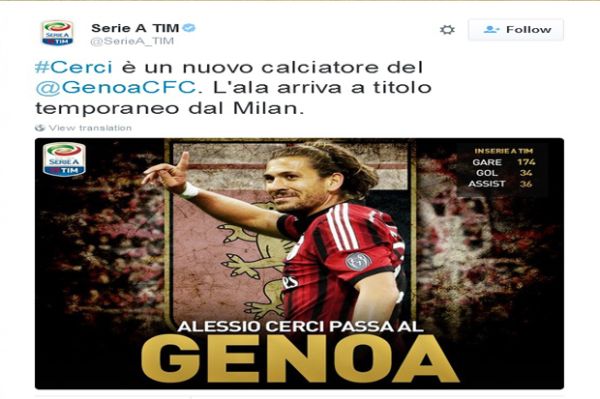 Tinggalkan Milan, Alessio Cerci Pilih Genoa