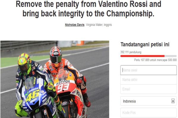 Petisi Tembus 392 Ribu, Rossi: Terima Kasih atas Dukungannya