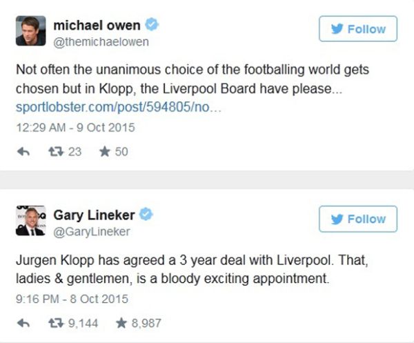 Liverpool Pinang Klopp, Dunia Bereaksi