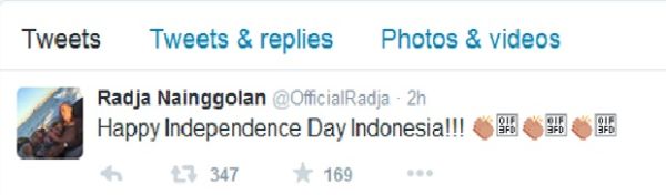 Radja Nainggolan: Selamat Hari Kemerdekaan Indonesia