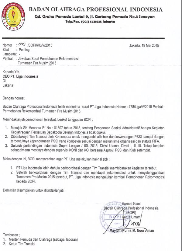 HOT NEWS: Emoh Koordinasi dengan Tim Transisi, PT Liga Batalkan QNB Indonesia Champions Cup 2015