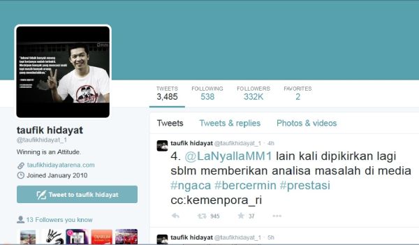 Taufik Hidayat Sentil Balik La Nyalla