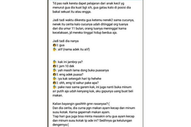 Donasi untuk Bocah yang Sahur Makan Nasi Garam Capai Rp36 Juta