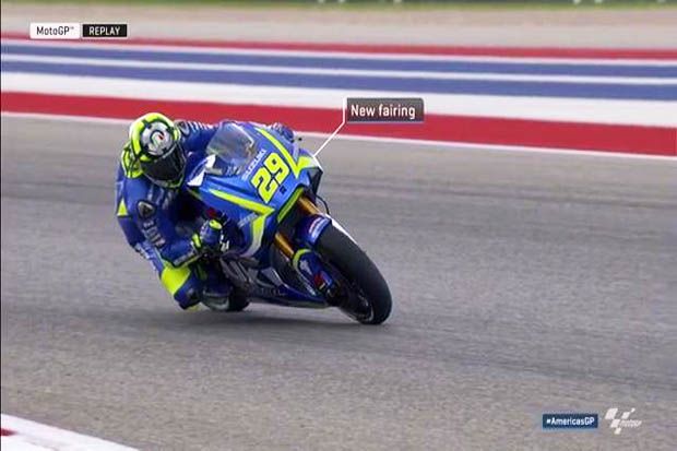 Andrea Iannone (Suzuki Ecstar) pakai fairing baru di latihan bebas 1 MotoGP Austin 2017. (Foto-MotoGP)