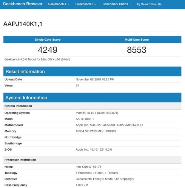 Selain Intel i5, Geekbench Sebut Apple Juga Hadirkan MacBook Air i7