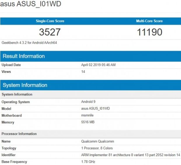 Situs Geekbench Ungkap Spesifikasi Kunci Ponsel yang Diduga ZenFone 6
