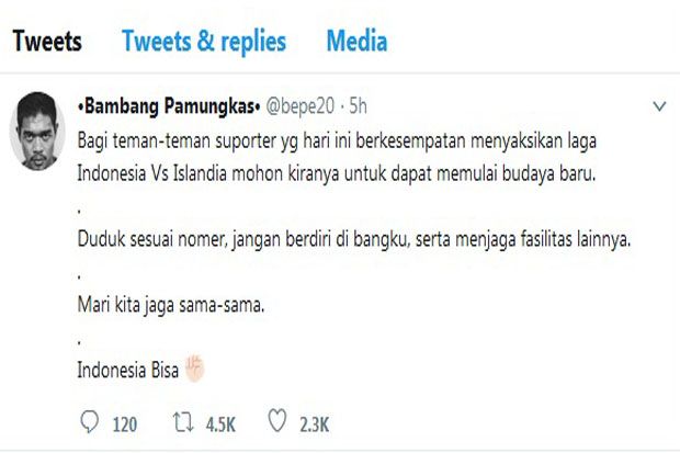 Bepe Ingatkan Penonton Jangan Berdiri di Bangku