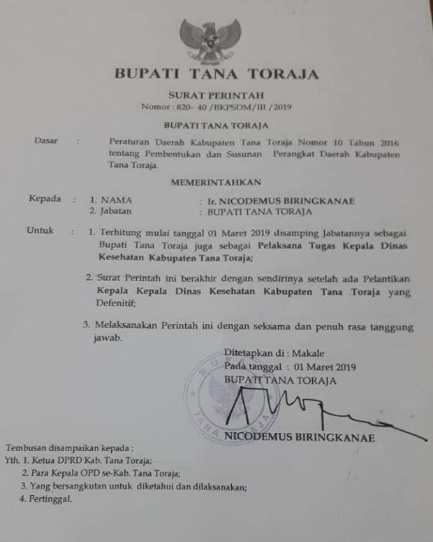 Jika Terbukti Angkat Dirinya Jadi Plh Kadis, Bupati Tator Salahi Aturan