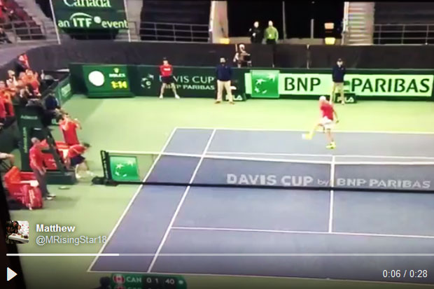 Oopss...Canada's Davis Cup Player Smashing Ball to Umpire's Face