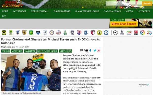 Media Massa Dunia Sorot Bergabungnya Michael Essien ke Persib