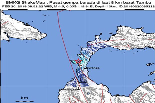 Setelah Ternate 5,9 SR, Donggala Diguncang Gempa 4,5 SR