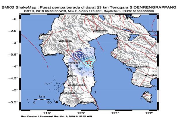 Gempa 4,2 SR Guncang Kabupaten Wajo Sulsel, Tidak Berpotensi Tsunami
