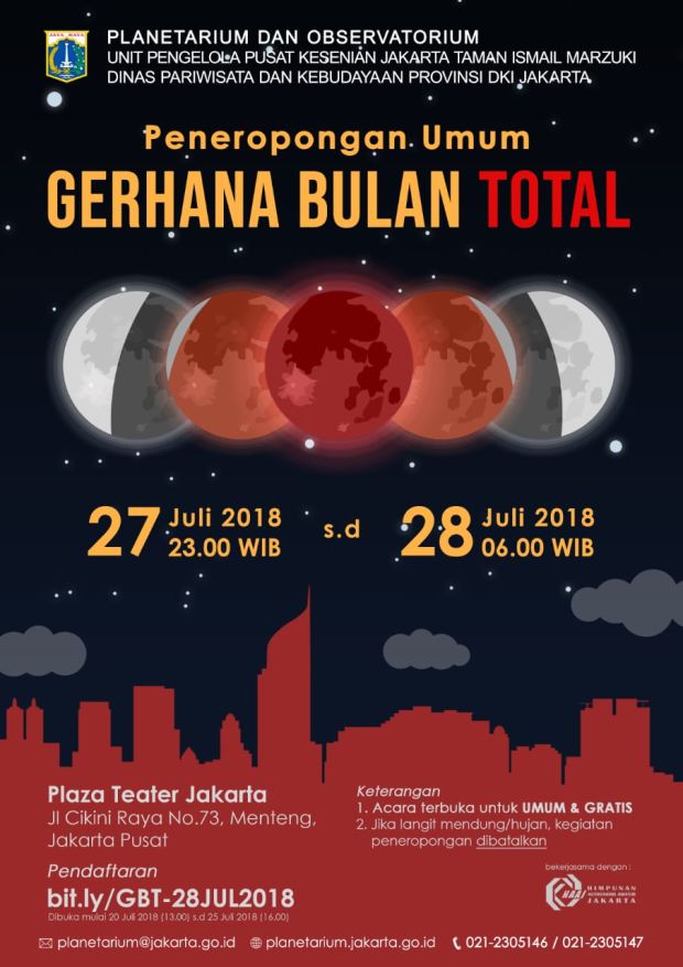 Gerhana Bulan Terlama, Malam Ini Planetarium Kerahkan 10 Teropong