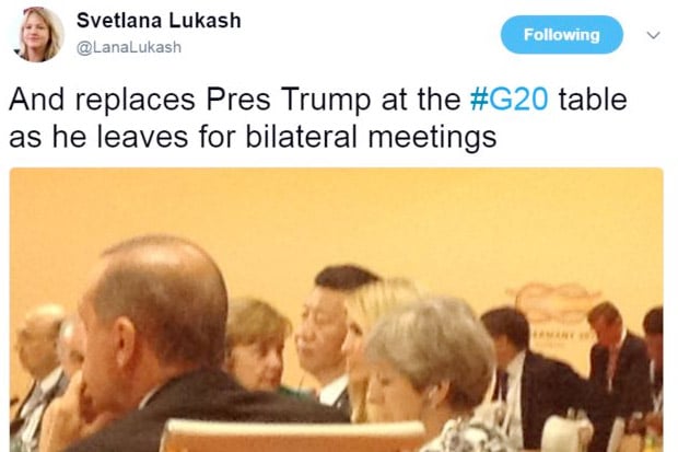 Ivanka Trump menggantikan ayahnya dalam sebuah pertemuan dengan pemimpin negara-negara anggota G20