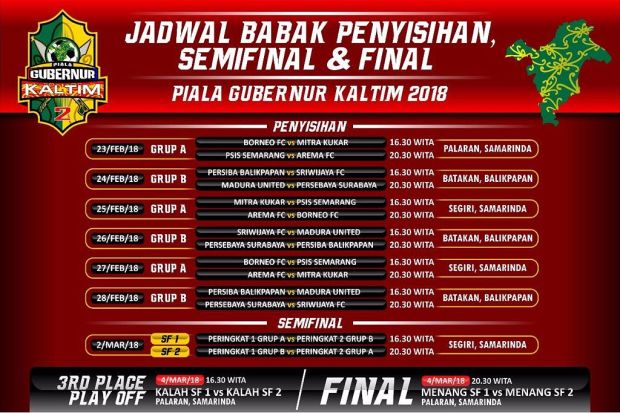 PSIS Semarang Gantikan Bali United, Ini Jadwal Lengkap Piala Gubernur Kaltim 2018