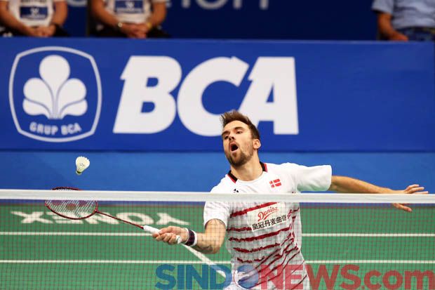 Jan O Jorgensen di Indonesia Open Super Series 2017. (Foto/Koran Sindo/Djuli Pamungkas)