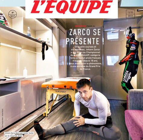 Johann Zarco (Tech 3 Yamaha) di halaman depan LEquipe terbaru. (Foto-LEquipe)