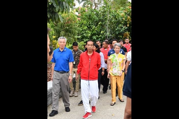 Gaya Santai Jokowi dan PM Lee di Singapore Botanic Gardens