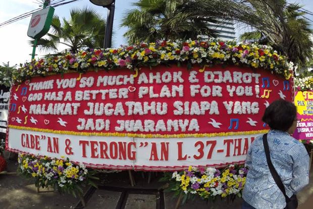 Karangan Bunga untuk Ahok dari Cabe-cabean, Penggemar Lemak Babi hingga Leonardo Dicaprio