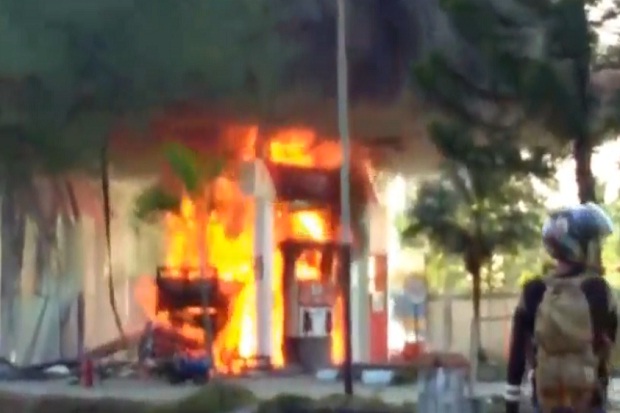 Gara-gara Mobil Korsleting, SPBU di Konawe Selatan Terbakar Hebat