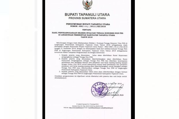 Bupati Diminta Pertimbangkan Keputusan Pemecatan Ribuan Honorer di Tapanuli Utara