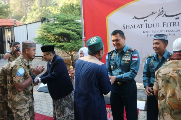 Konga XXVIII-J/UNIFIL Gelar Salat Ied dan Halal Bihalal di KBRI Beirut Lebanon