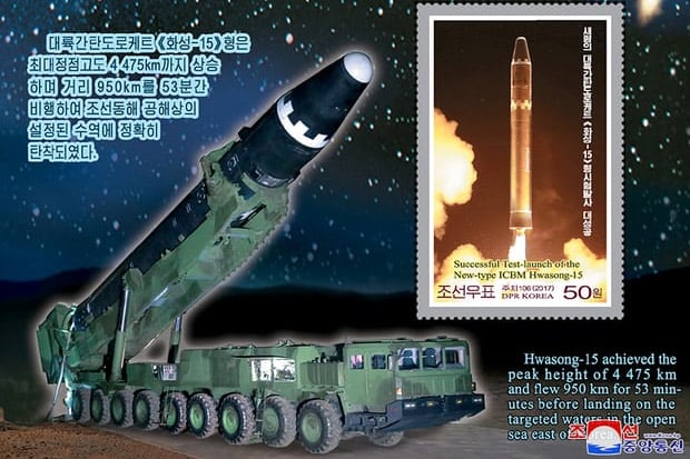 Rayakan Kesuksesan Uji Coba ICBM, Korut Rilis Perangko