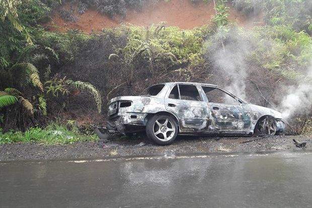 Mobil Sedan Terbakar di Lubuk Linggau, Sopir Menghilang