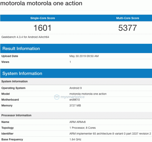 Motorola One Action Hadir di Situs Geekbench, Ini Catatannya