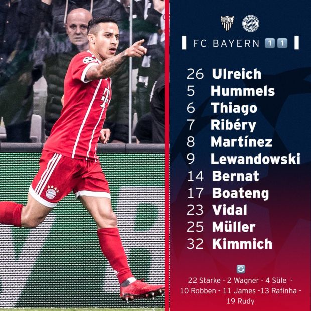 Susunan Pemain Sevilla vs Bayern Muenchen