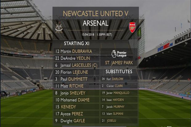 Susunan Pemain Newcastle United vs Arsenal