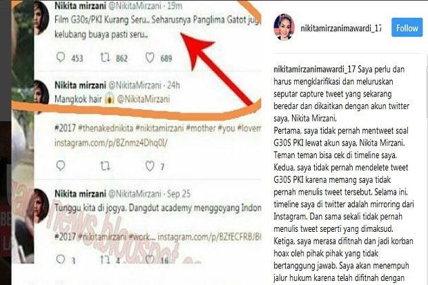 Dituding Hina Panglima TNI, Nikita Mirzani: Saya Jadi Korban Hoax