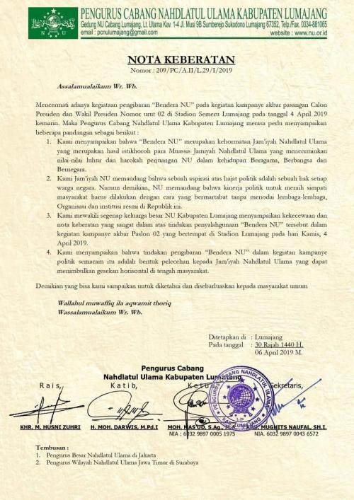 NU Lumajang Protes Sandiaga Kibarkan Bendera NU saat Kampanye
