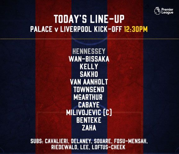 Susunan Pemain Crystal Palace vs Liverpool