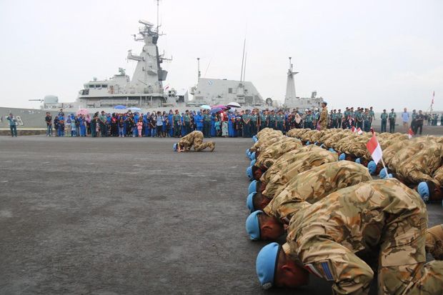 Prajurit Satgas MTF TNI Konga XXVIII-J/UNIFIL Disambut Suka Cita