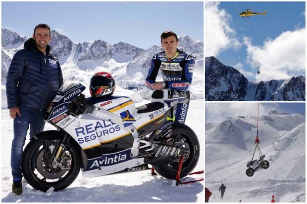 Peluncuran resmi tim Avintia-Ducati di pegunungan bersalju Andorra. (Foto-crash.net)