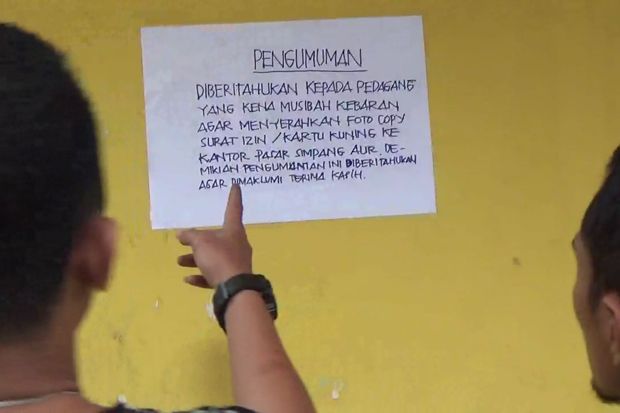 Korban Kebakaran Pasar Aur Kuning Tidak Direlokasi