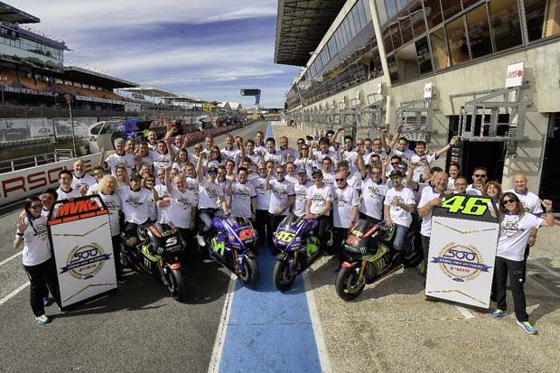 Perayaan 500 kemenangan tim Yamaha di MotoGP Prancis 2017. (Foto-Yamaha)
