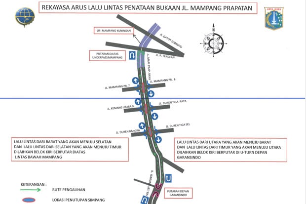 Mulai Jumat Malam, Dishub Tutup Tiga Simpang di Mampang Prapatan