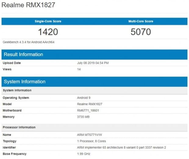 Realme 3i Muncul dalam Daftar Geekbench dengan Chipset Helio P60