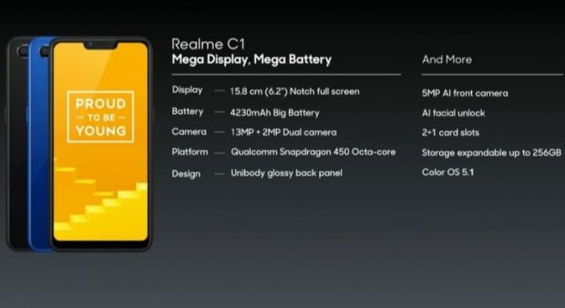 Realme C1 dengan SD450 dan Baterai Besar Hanya Dijual Rp1,4 Juta