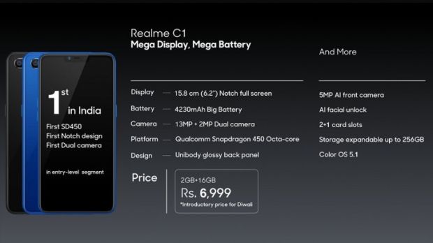 Realme C1 dengan SD450 dan Baterai Besar Hanya Dijual Rp1,4 Juta