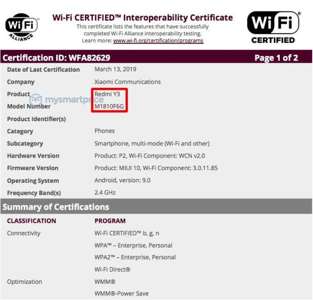 Bersertifikasi WiFi, Redmi Y3 Diramal Segera Menyusul Handphone Note 7