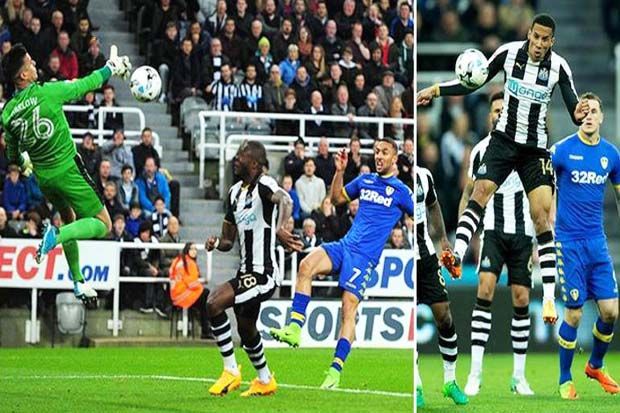 Sejumlah momen duel Newcastle United vs Leeds United. (Foto-thesun.co.uk)