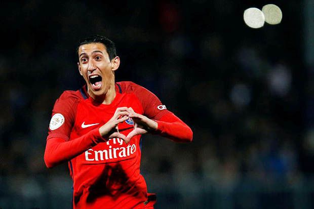 Selebrasi gol Angel Di Maria (PSG) ke gawang Angers SCO. (Foto-Reuters)