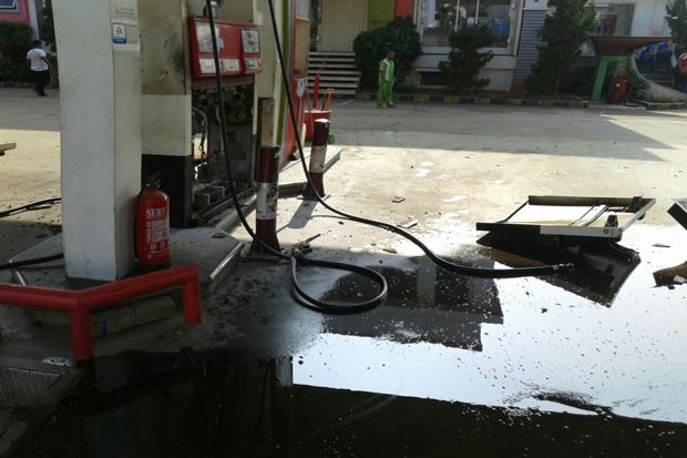 Dispenser SPBU Meledak saat Pengisian Bahan Bakar