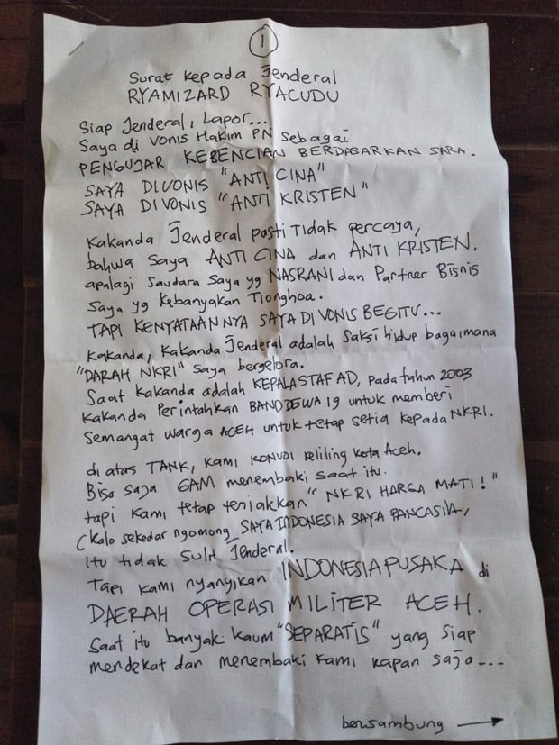 Beredar Surat Dhani ke Ryamizard, Ditutup Kalimat Kangen Sop Buntut