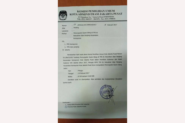 Pagi Ini, KPU DKI Gelar Pemungutan Suara Ulang di 2 TPS