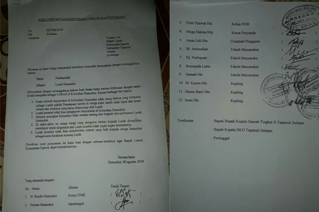 Warga Hutasuhut Sipirok Tuntut Lurah Diganti karena Lima Hal Ini